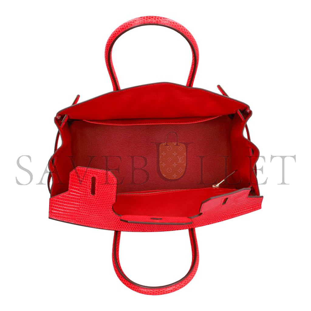 H**mes master birkin 30 lizard red gold buckle h028352ca53 (30*22*16cm)
